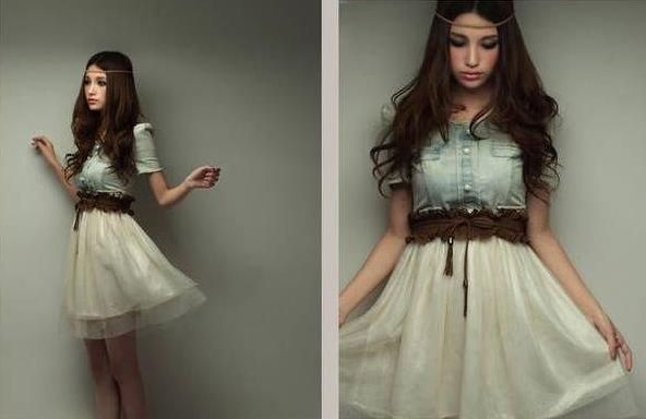 Vestido Jeans com chiffon