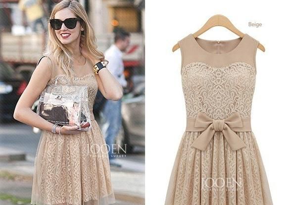 Vestido bege com bojo